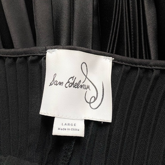 SAM EDELMAN Elegant Womens Black Hammered
Satin Plisse Pleated Midi Dress L - Picture 10 of 11
